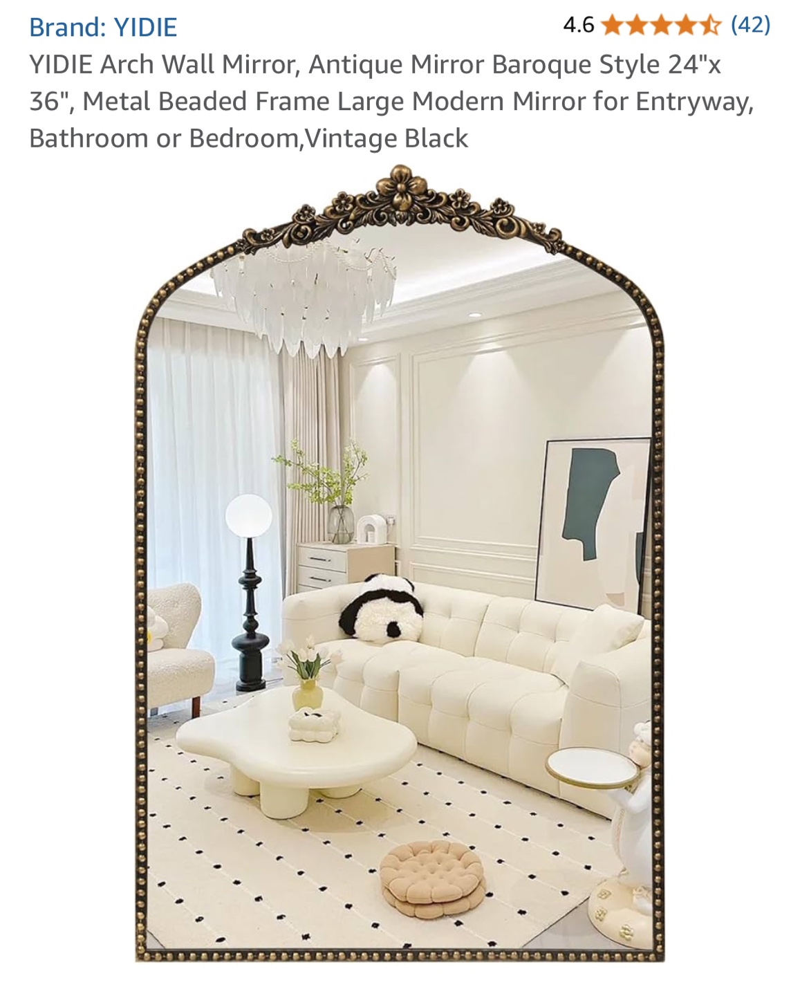 YIDIE Arch Wall Mirror - Antique Baroque Style