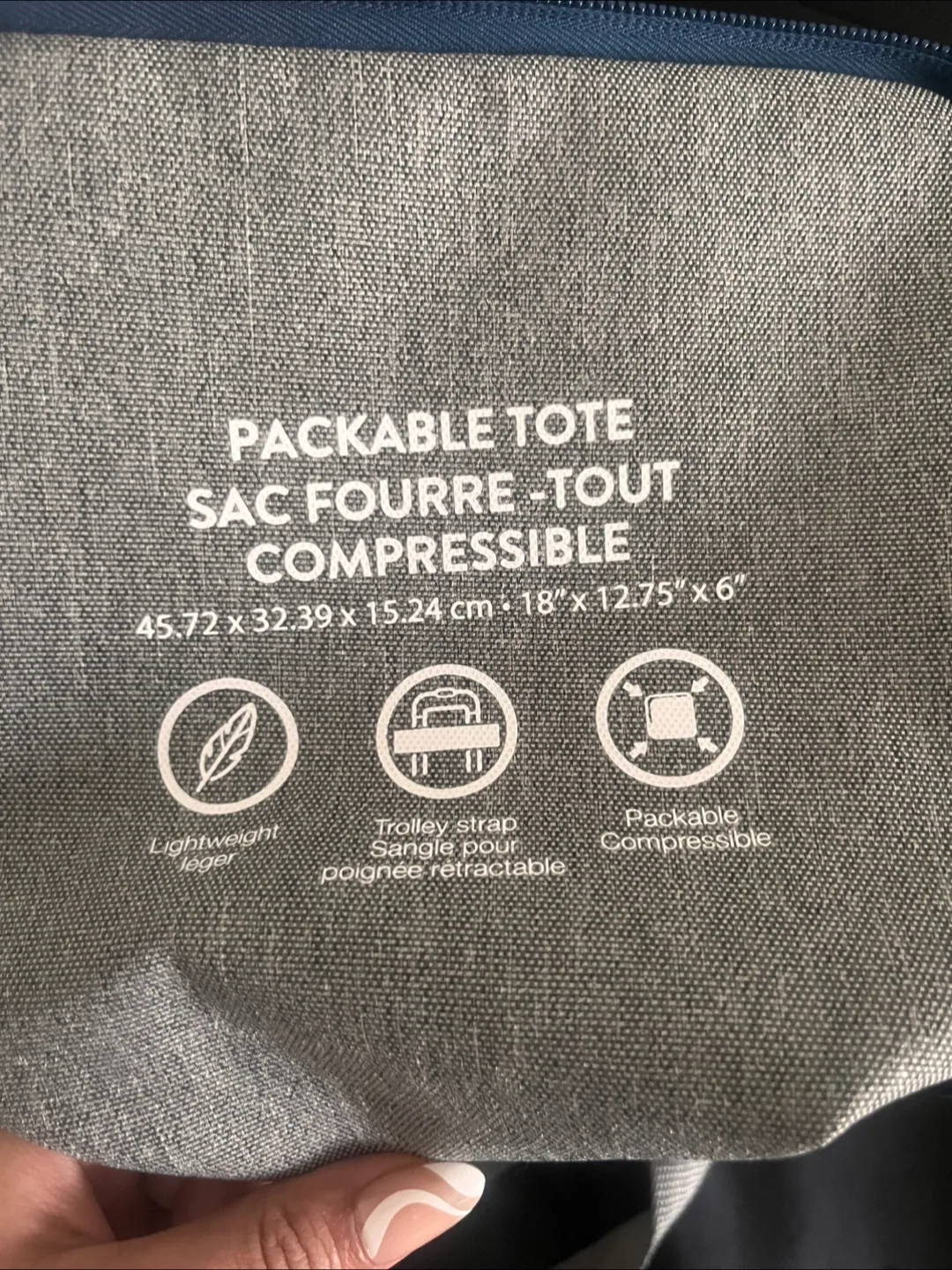 Roots Packable Tote Bag - Navy & Grey image indicator(5)