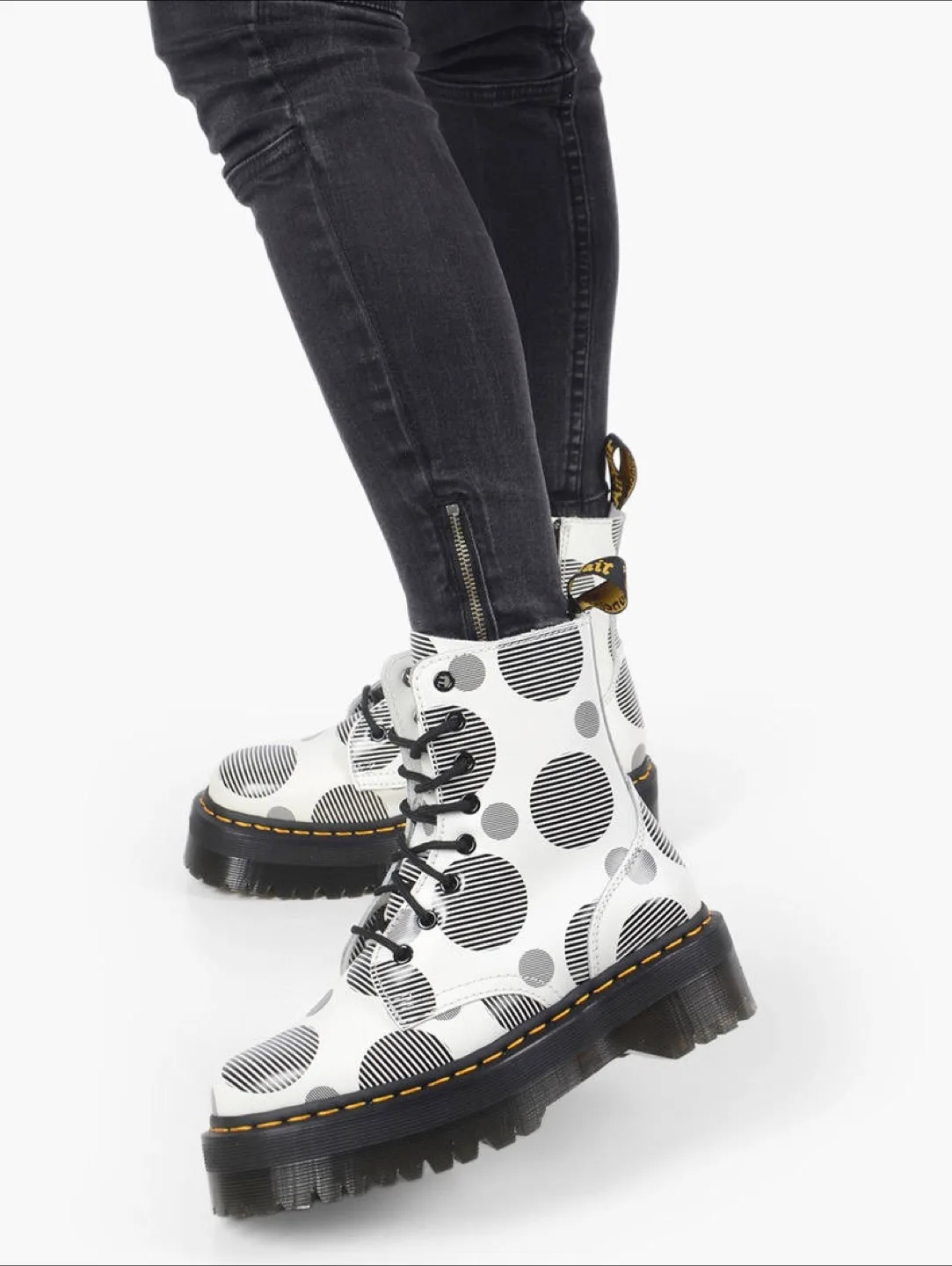 Dr Martens Jadon Polka Dot Leather Platform Boots size 7 thumbnail