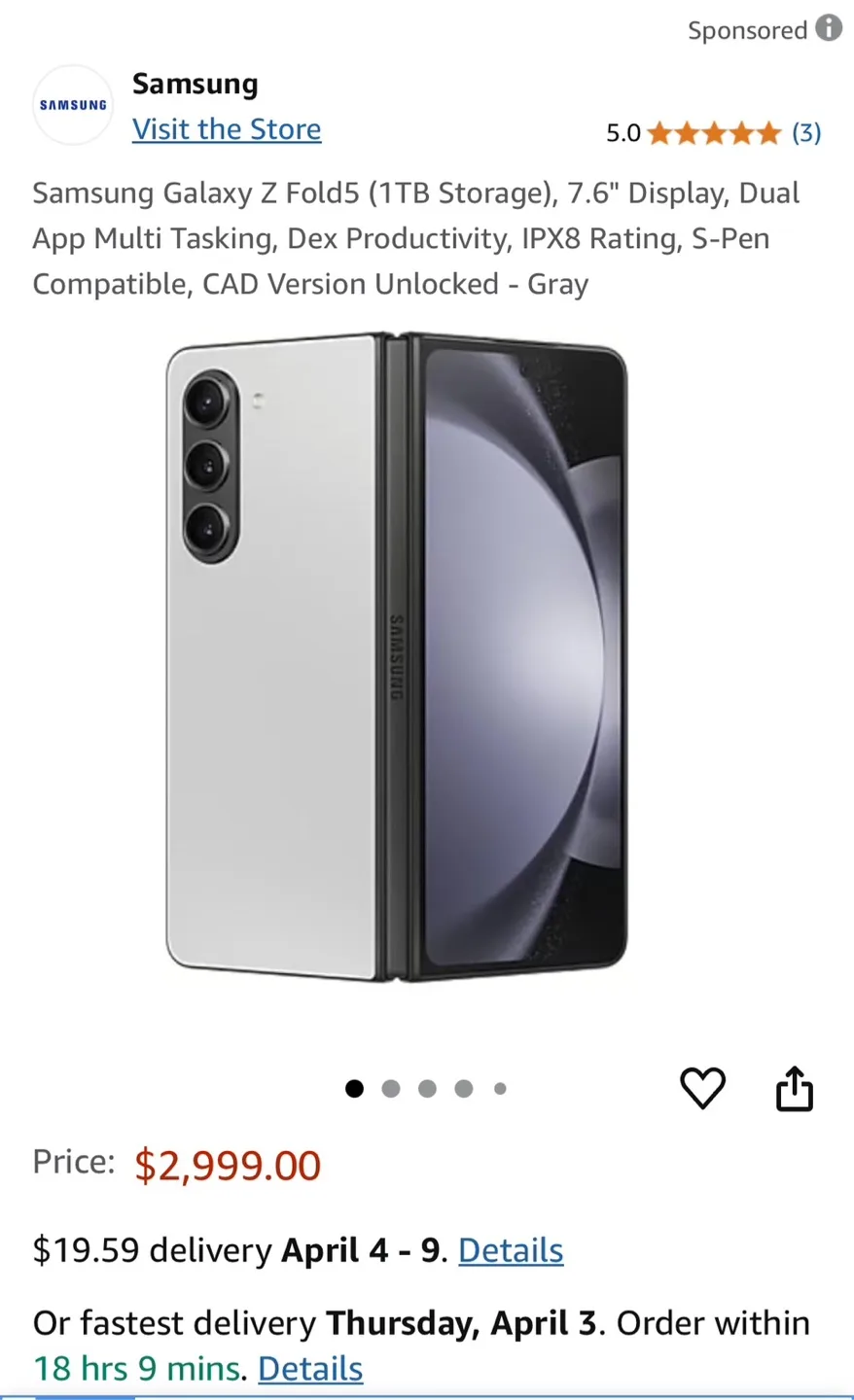 Samsung Galaxy Z Fold 5 (1TB) - Gray - Unlocked image indicator(2)