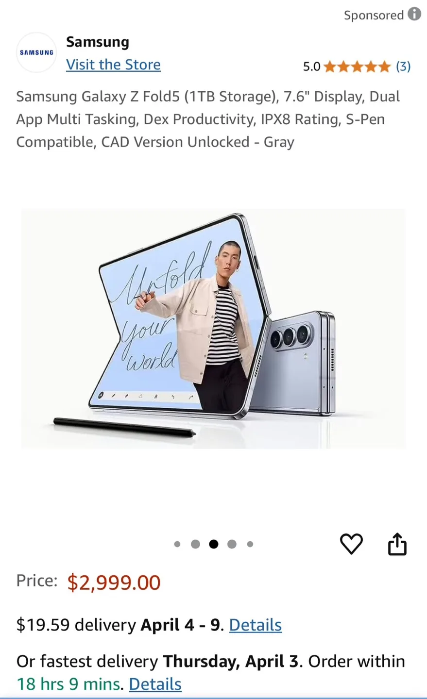 Samsung Galaxy Z Fold 5 (1TB) - Gray - Unlocked image indicator(6)