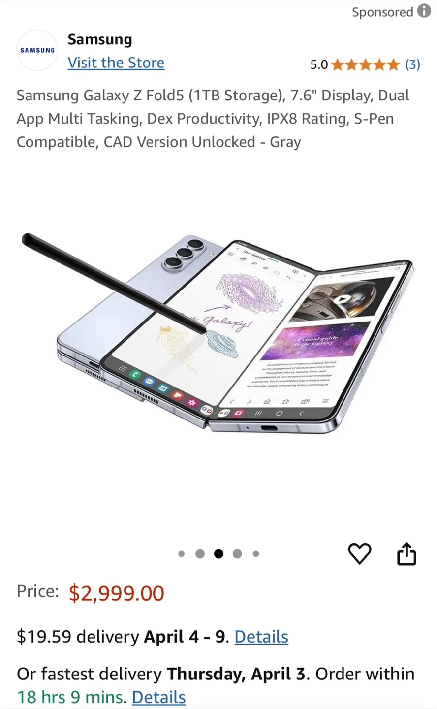 Samsung Galaxy Z Fold 5 (1TB) - Gray - Unlocked image indicator(3)