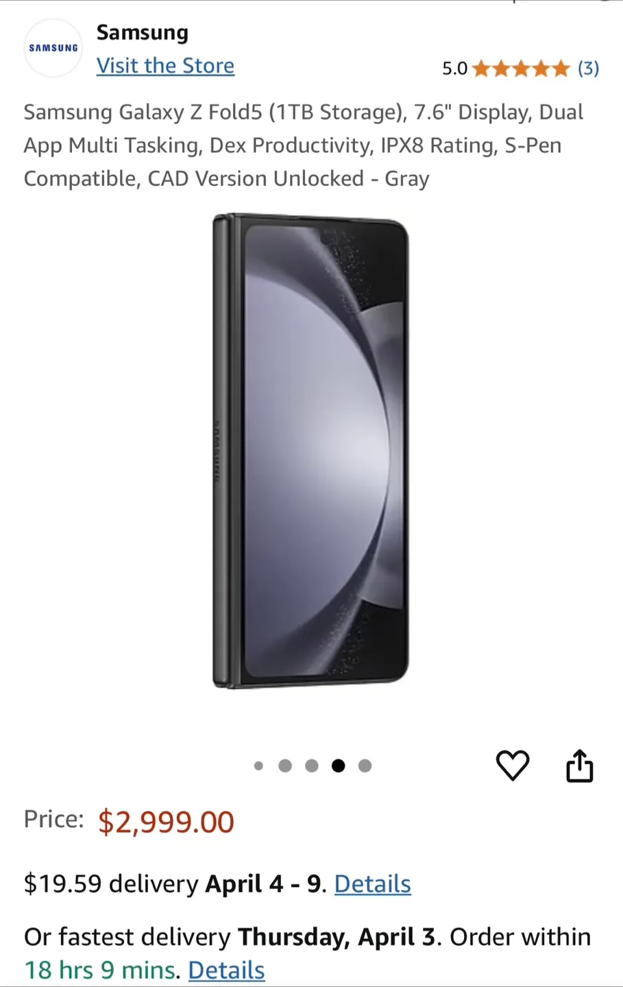 Samsung Galaxy Z Fold 5 (1TB) - Gray - Unlocked image indicator(5)