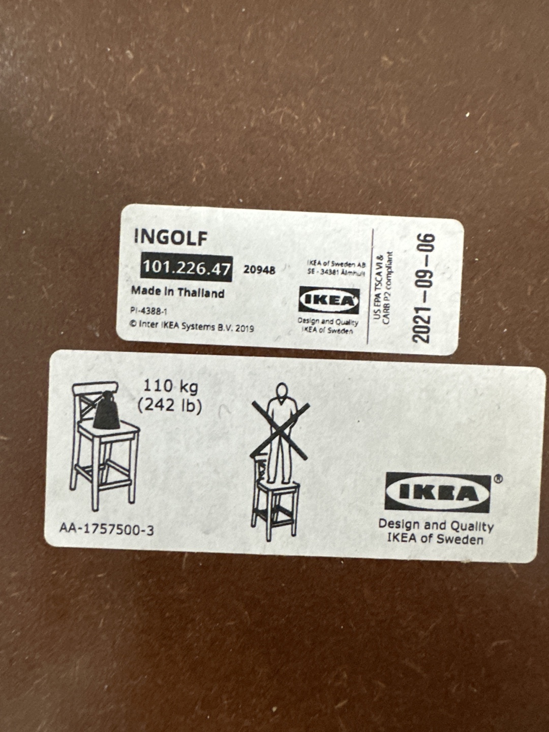 IKEA INGOLF White Bar Stools 101.226.47 - photo 3