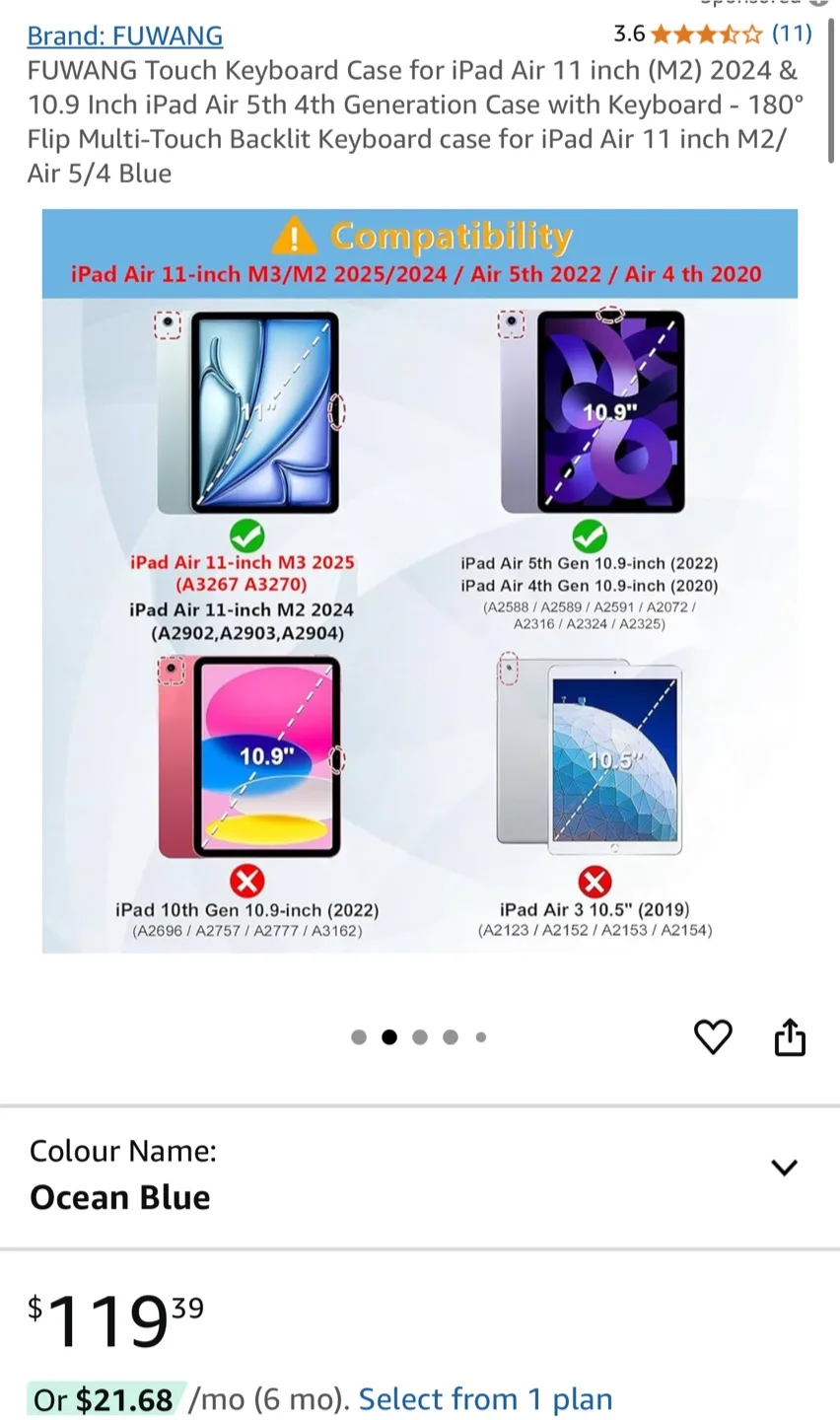 FUWANG iPad Air 11 inch Keyboard Case image indicator(2)