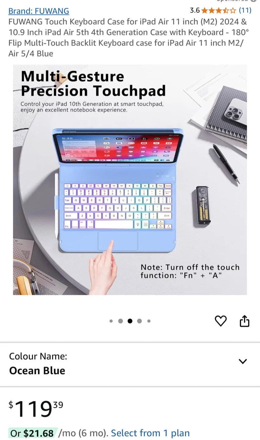 FUWANG iPad Air 11 inch Keyboard Case image indicator(3)