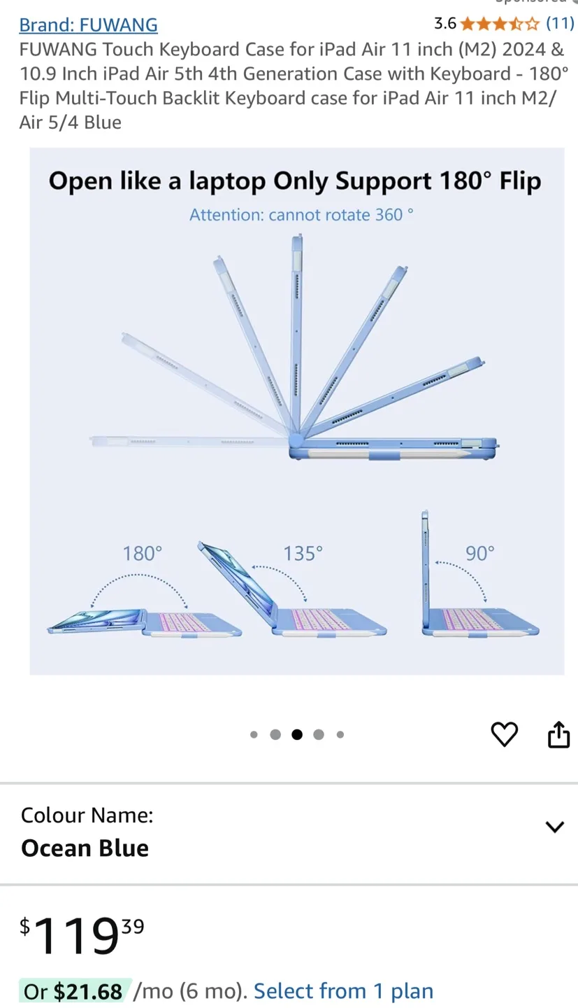 FUWANG iPad Air 11 inch Keyboard Case image indicator(9)