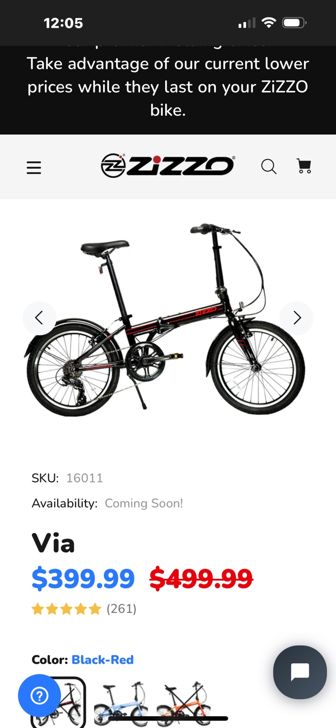 Zizzo Folding Bike - Black/Red