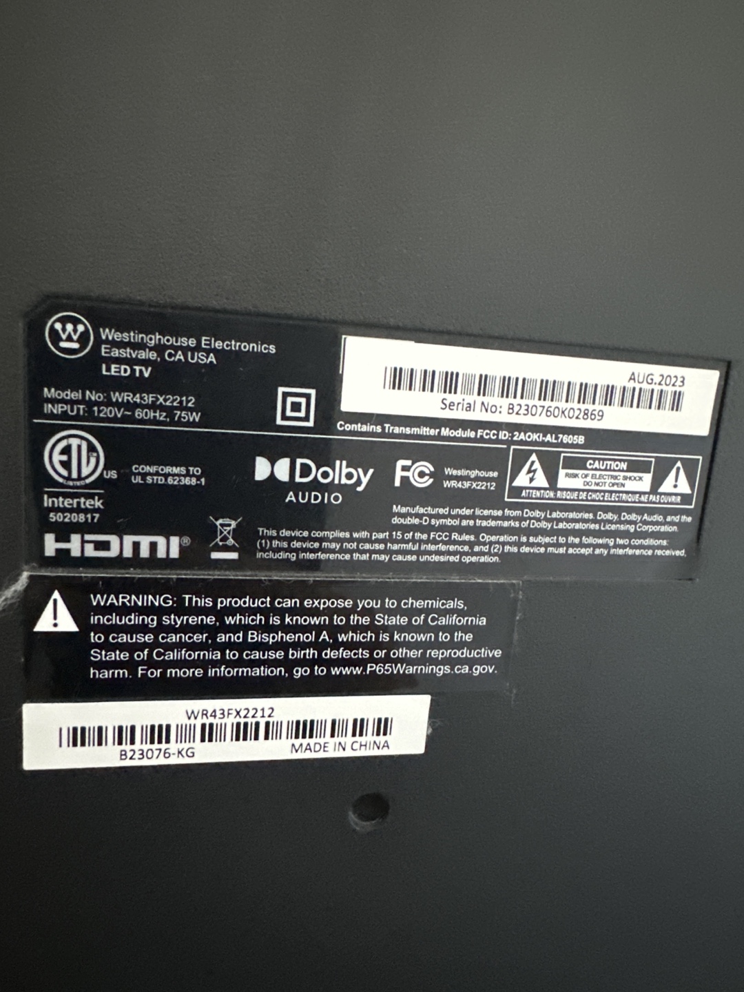 Westinghouse 43" LED HDTV - photo 2