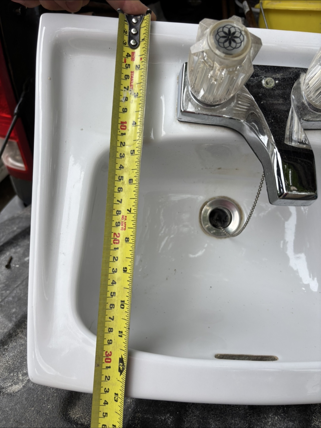 Vintage White Bathroom Sink with Faucet - photo 2