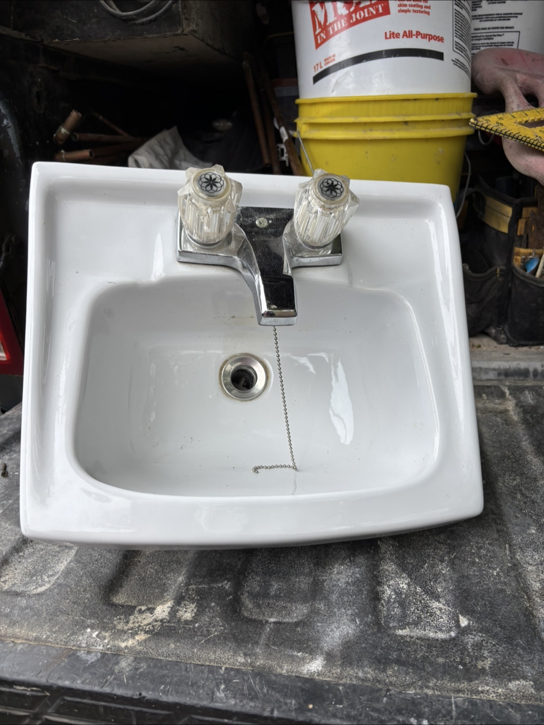 Vintage White Bathroom Sink with Faucet - photo 5