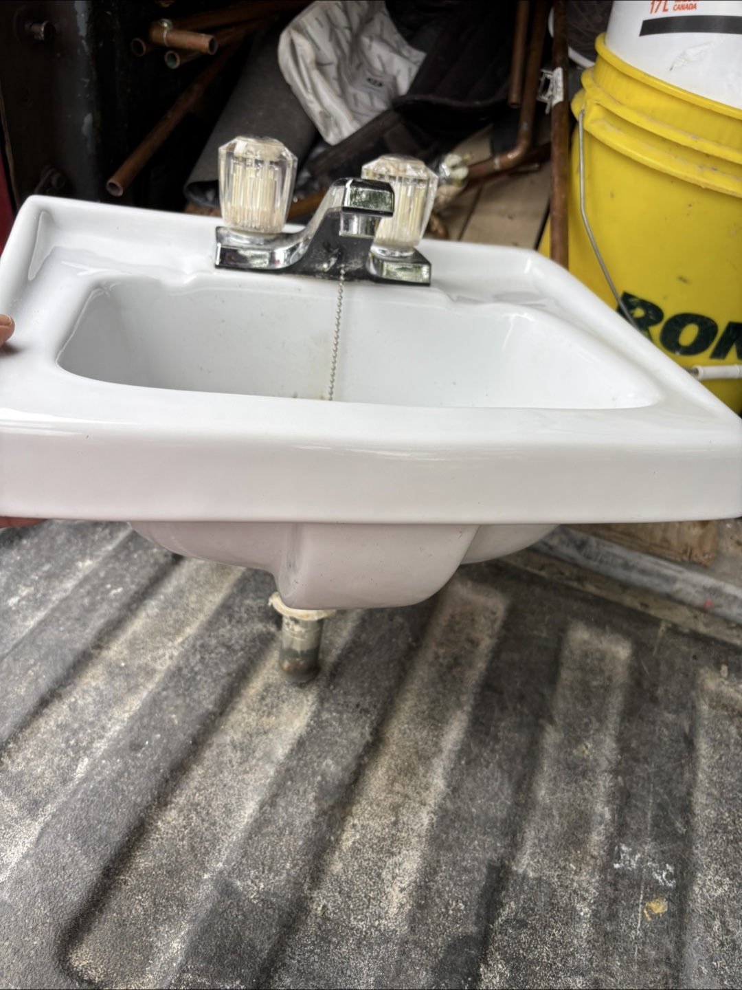 Vintage White Bathroom Sink with Faucet - photo 4