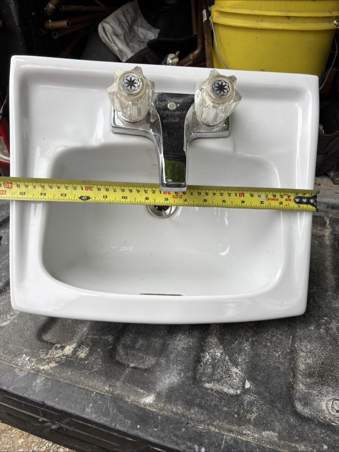 Vintage White Bathroom Sink with Faucet - photo 3