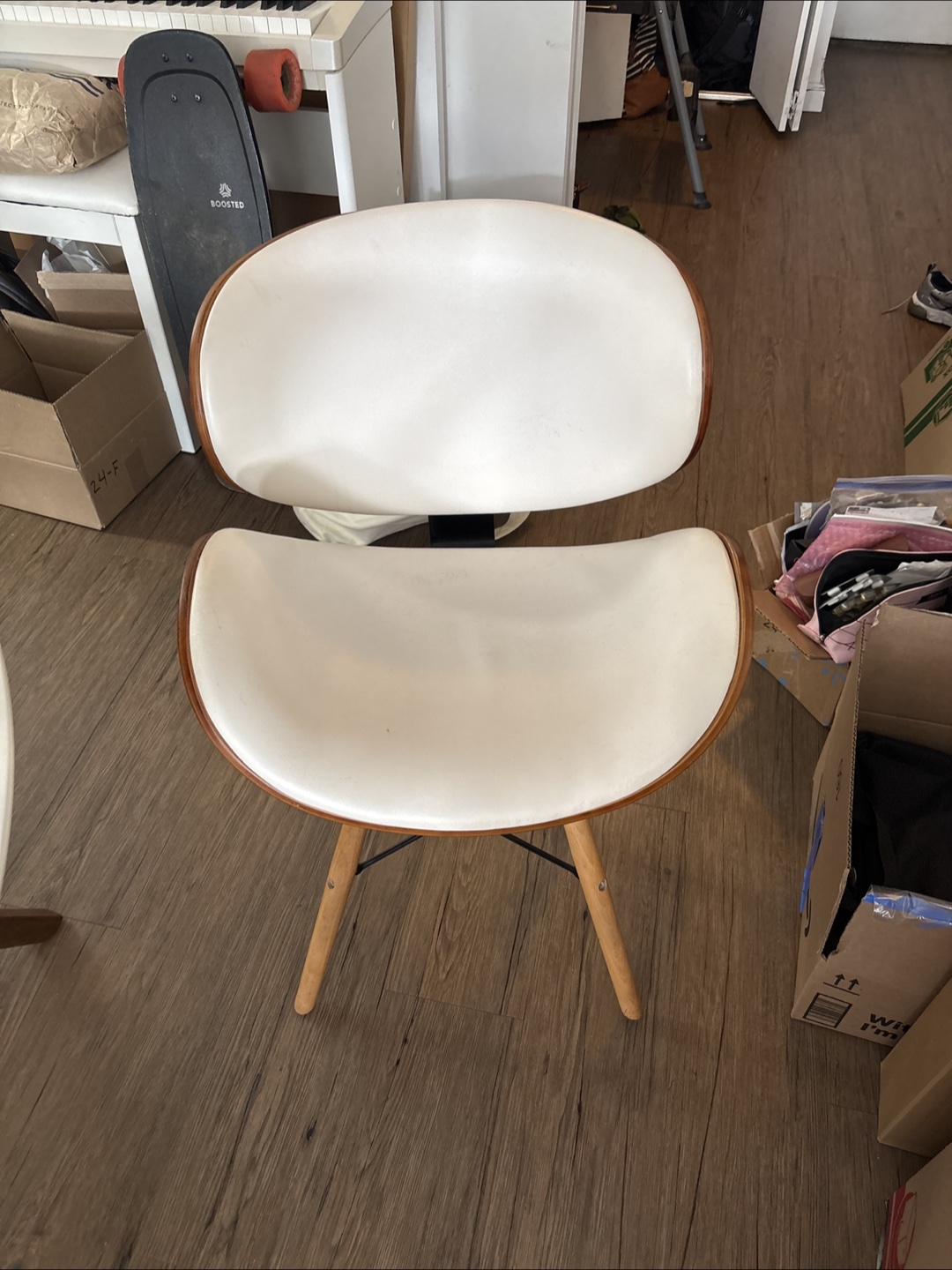 Mid-Century Modern Style Dining Chair - White & Wood