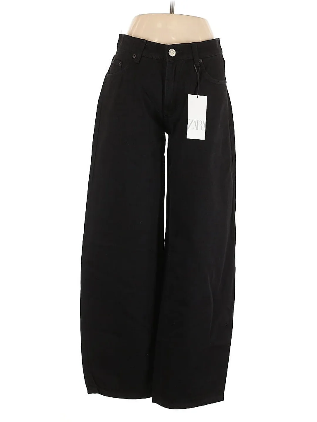 Zara Black Wide Leg Jeans - Size 4 thumbnail