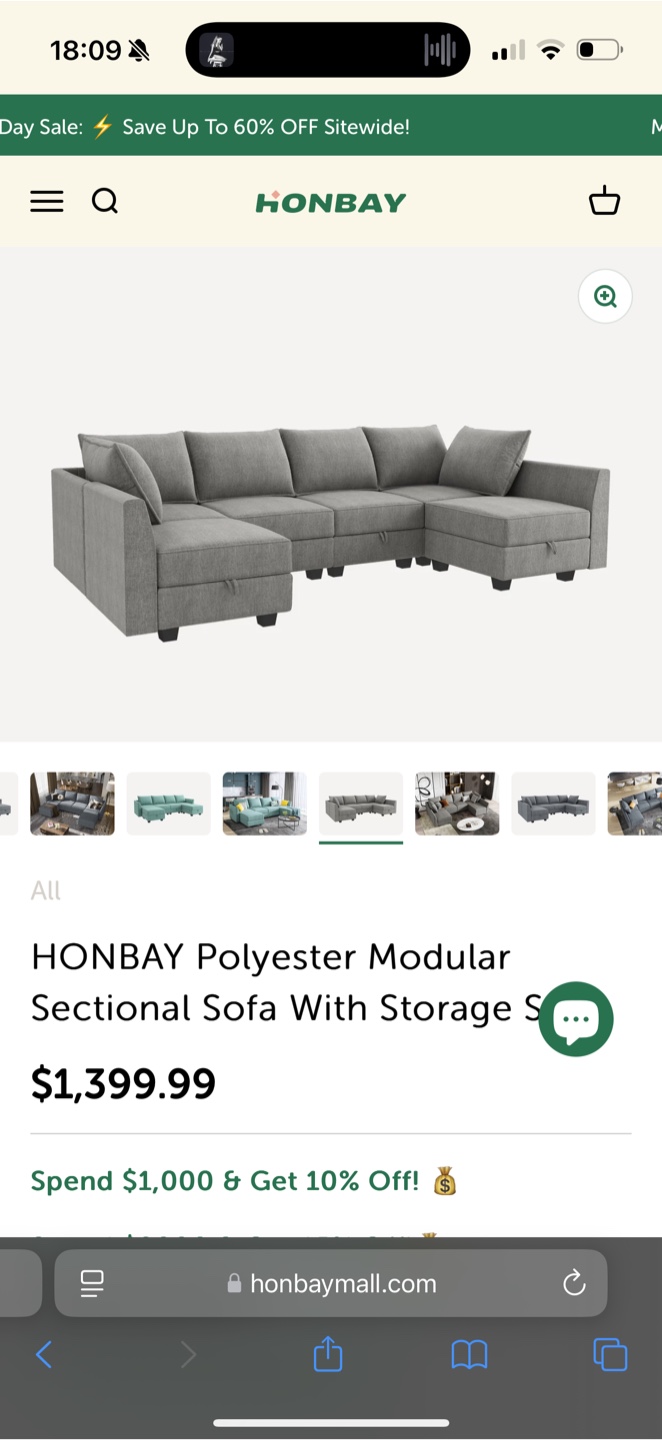 HONBAY Modular Sectional Sofa with Storage - photo 5