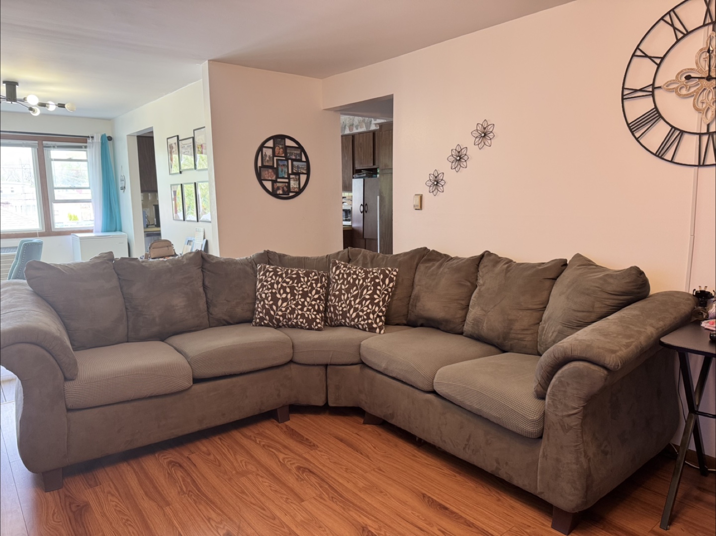 Large Sectional Sofa - Gray Microfiber