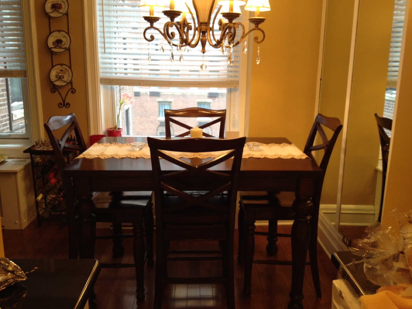 Dark Brown Wood Dining Table Set with Four Chairs - photo 2