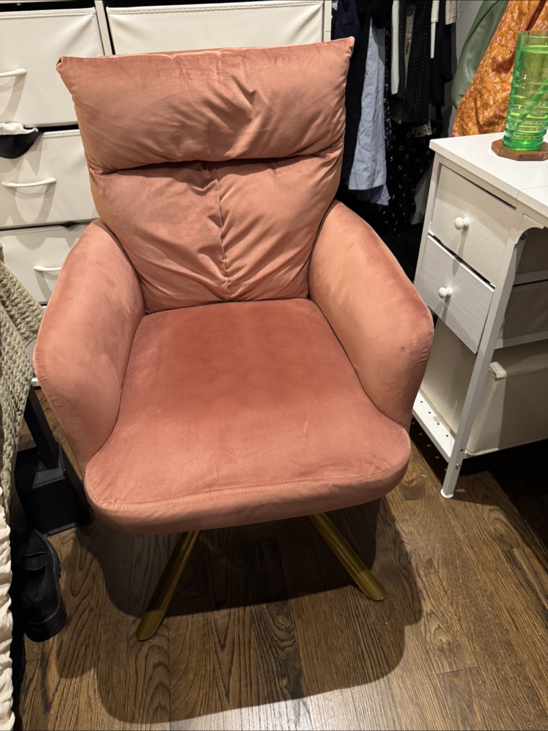 Small Desk & Pink Velvet Chair - photo 4
