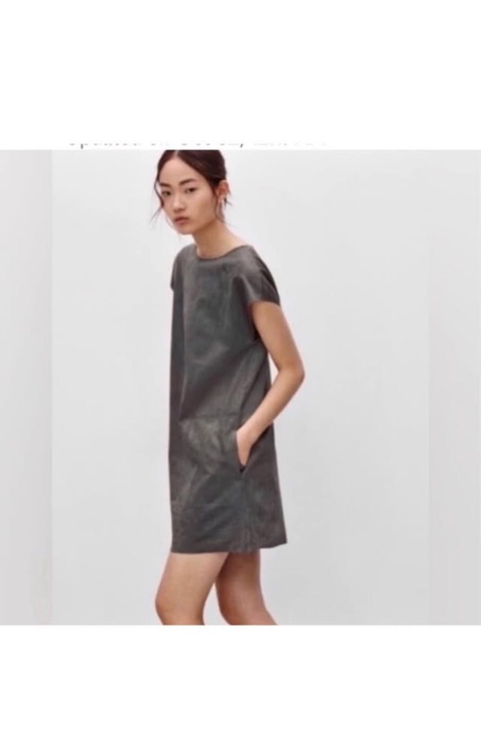 Aritzia Wilfred Free Grey Nori Faux Suede Shift Dress Size Small