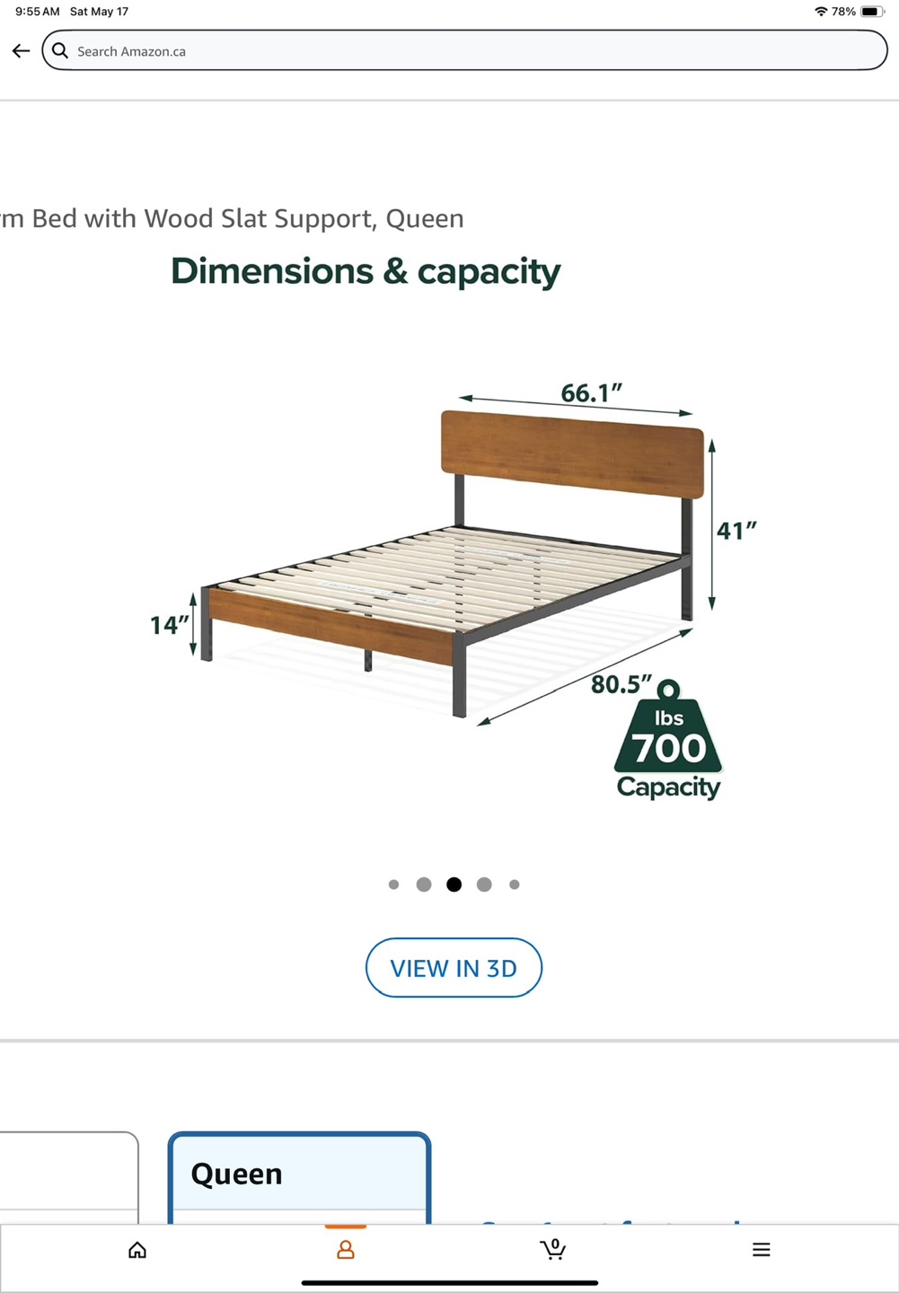 Tuscan Metal & Wood Platform Bed Frame, Queen - photo 2