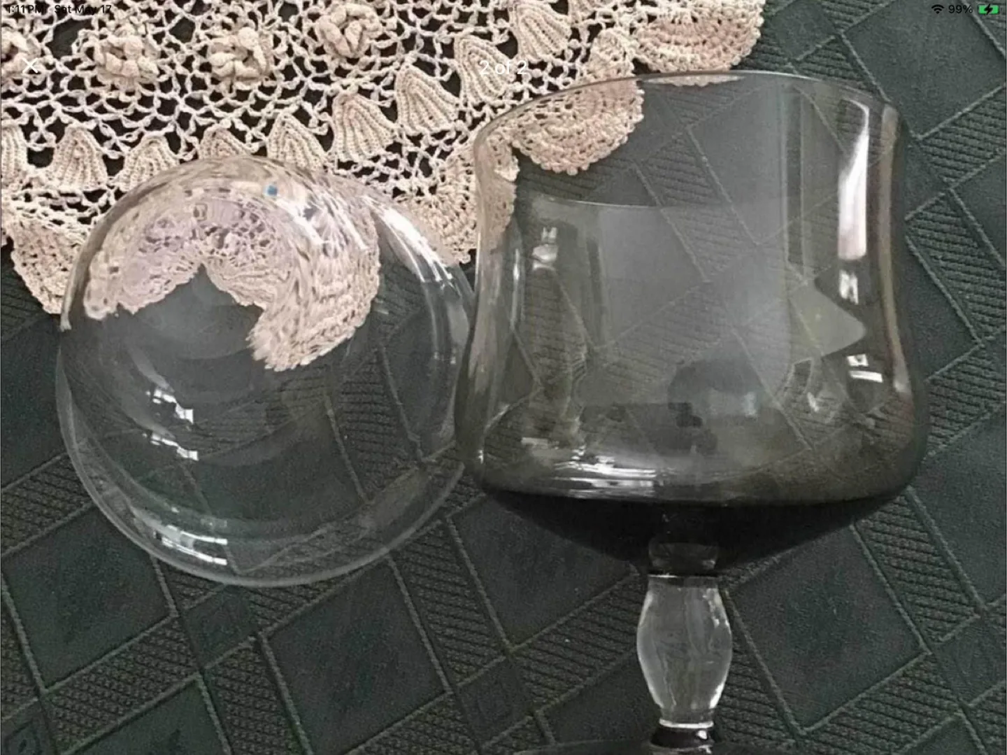 Set of Vintage Glass Dessert Bowls with Covers image indicator(2)