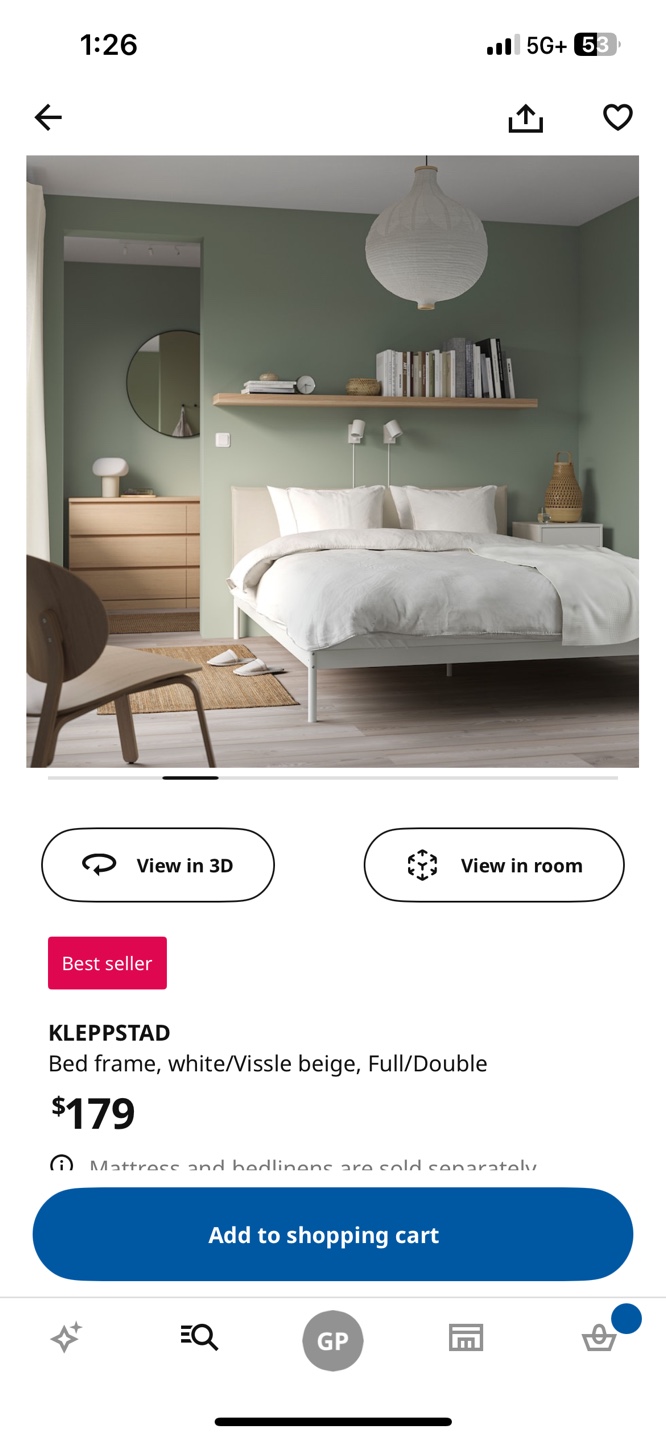 IKEA KLEPPSTAD Full/Double Bed Frame - White/Beige - photo 2
