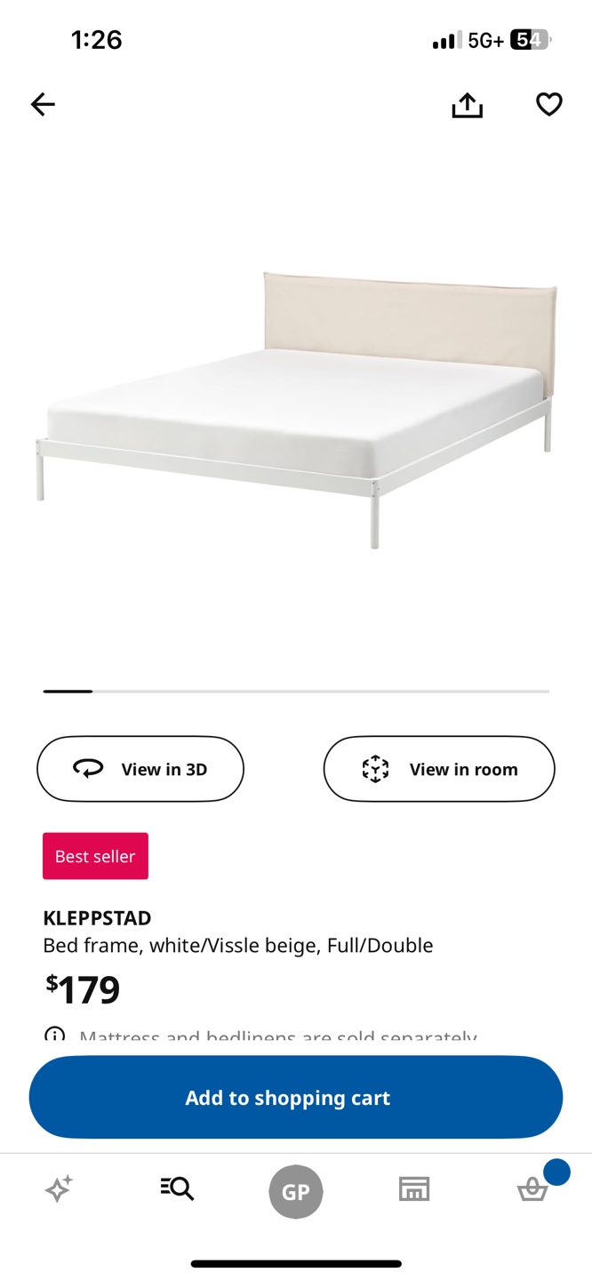 IKEA KLEPPSTAD Full/Double Bed Frame - White/Beige