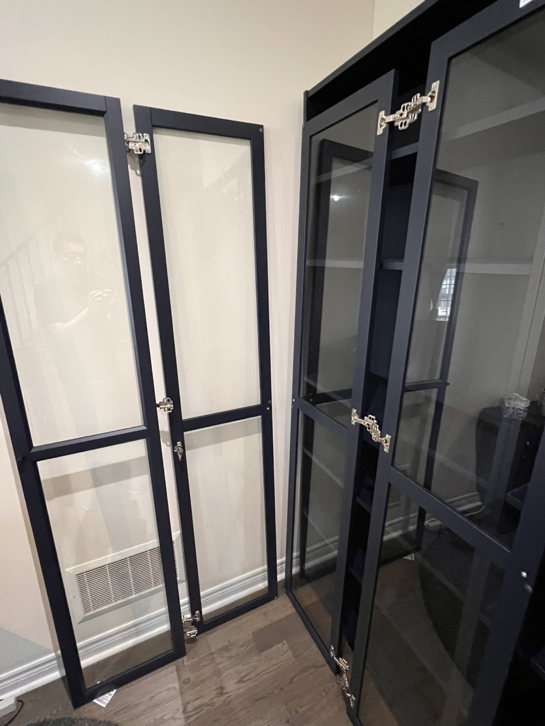 IKEA Billy Bookcase with Glass Doors - Dark Blue - photo 3