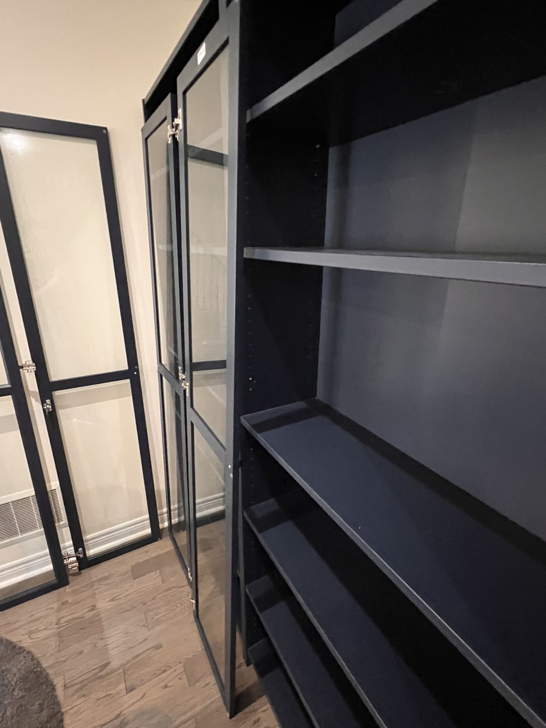 IKEA Billy Bookcase with Glass Doors - Dark Blue - photo 2