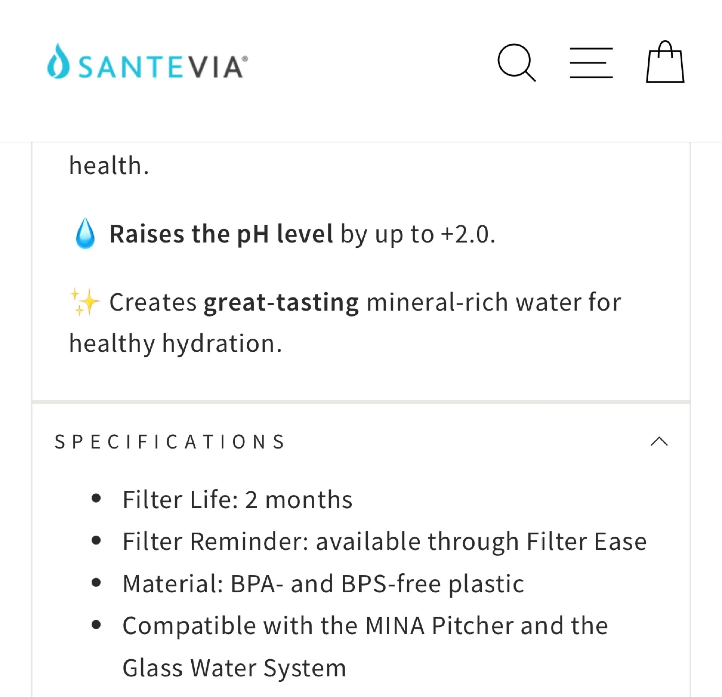 2x Santevia Mina Alkaline Pitcher Filters image indicator(5)