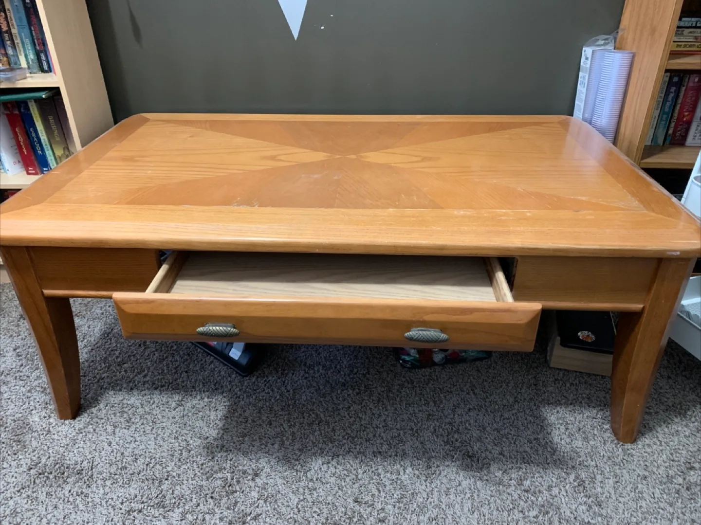 Oak Coffee Table with Drawer thumbnail