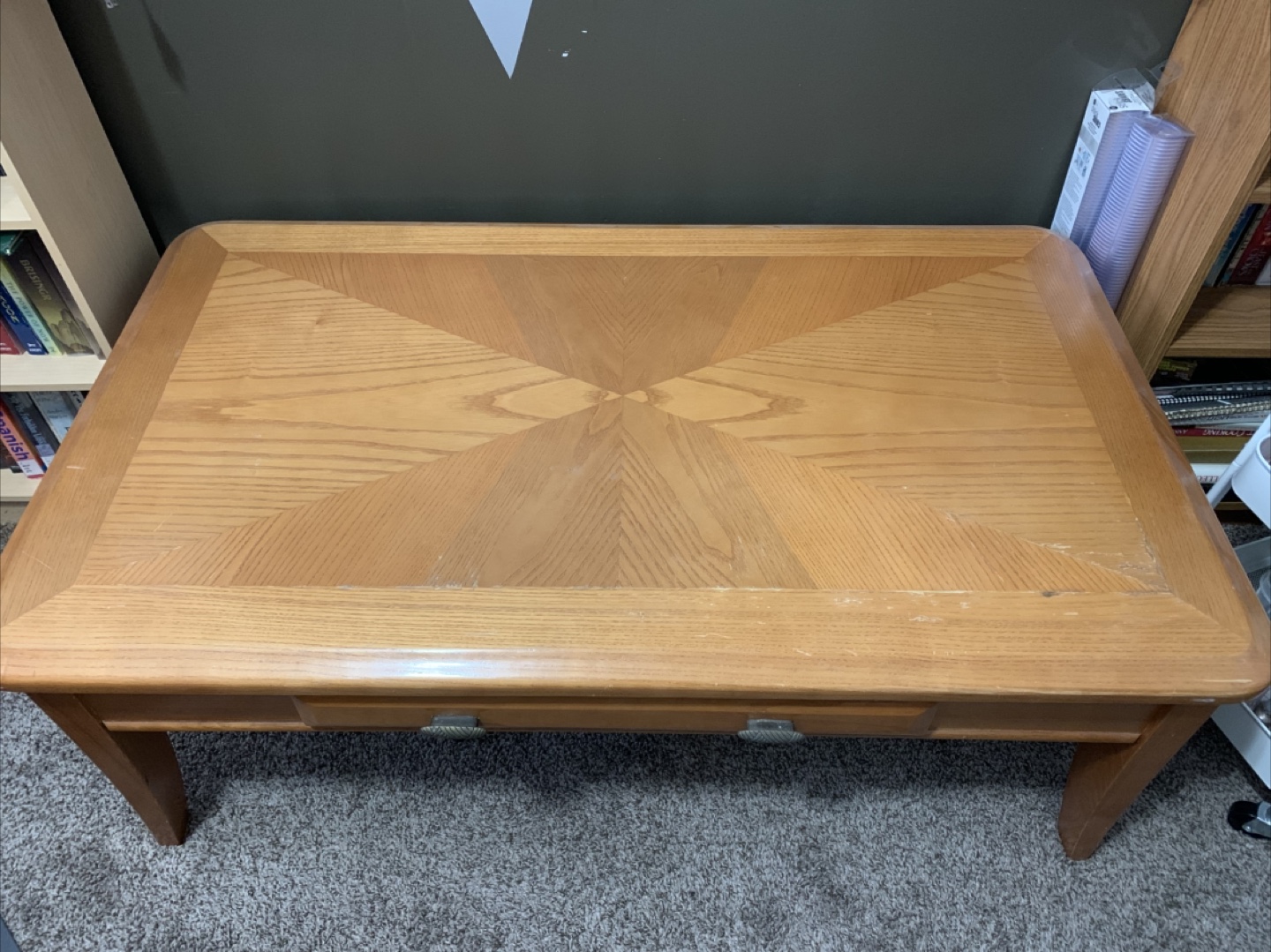 Oak Coffee Table with Drawer - photo 2