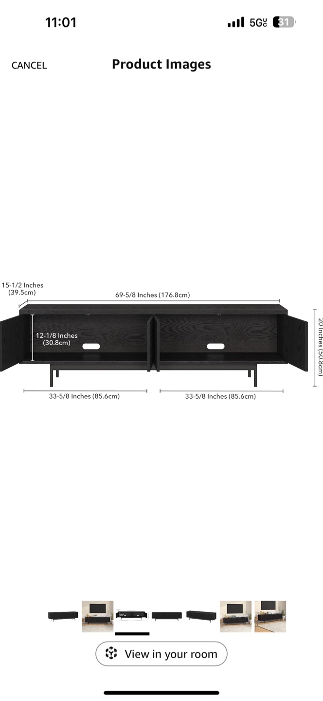 Modern Black TV Stand Media Console - photo 3