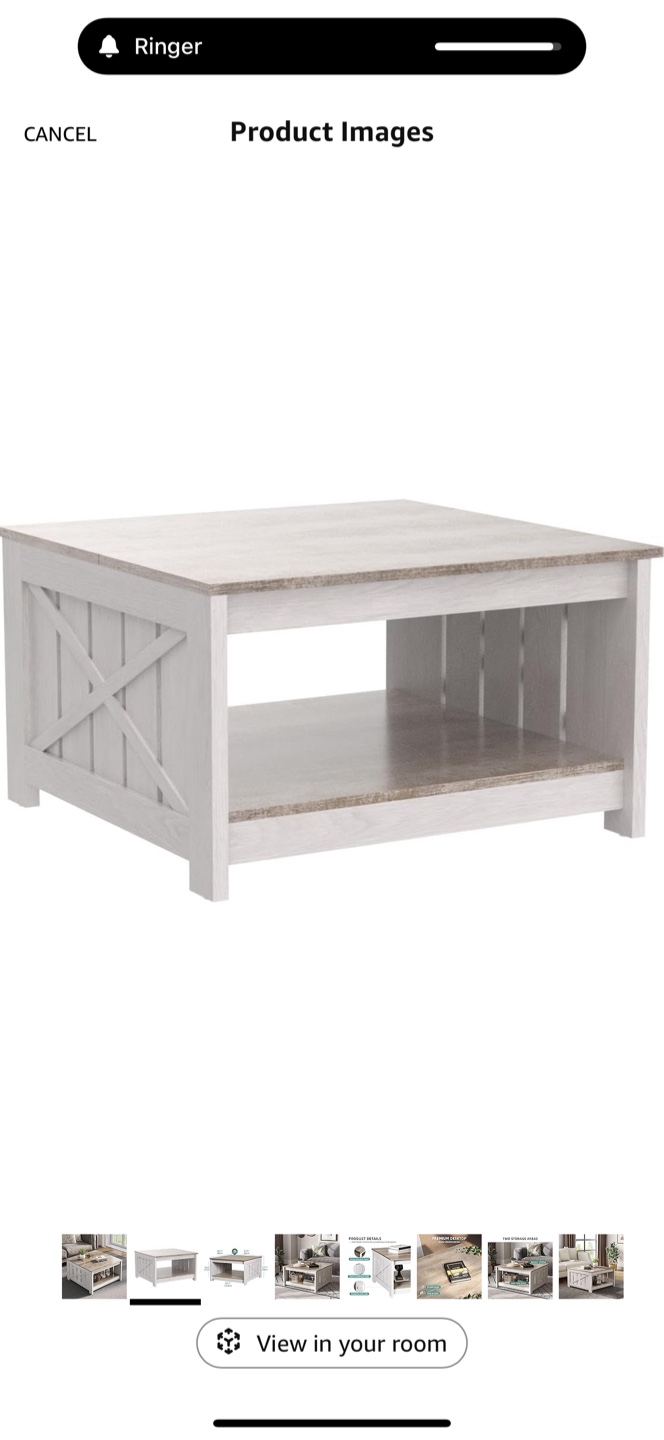 Square Farmhouse Coffee Table with Shelf - photo 4