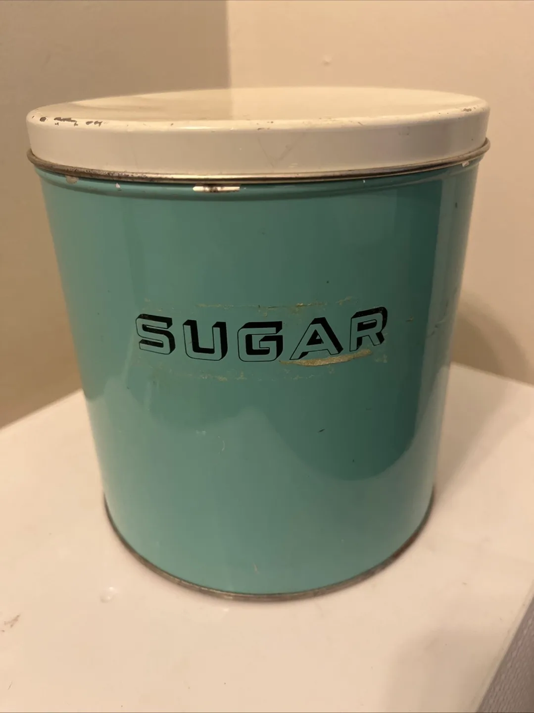 Vintage Teal Sugar Tin image indicator(3)