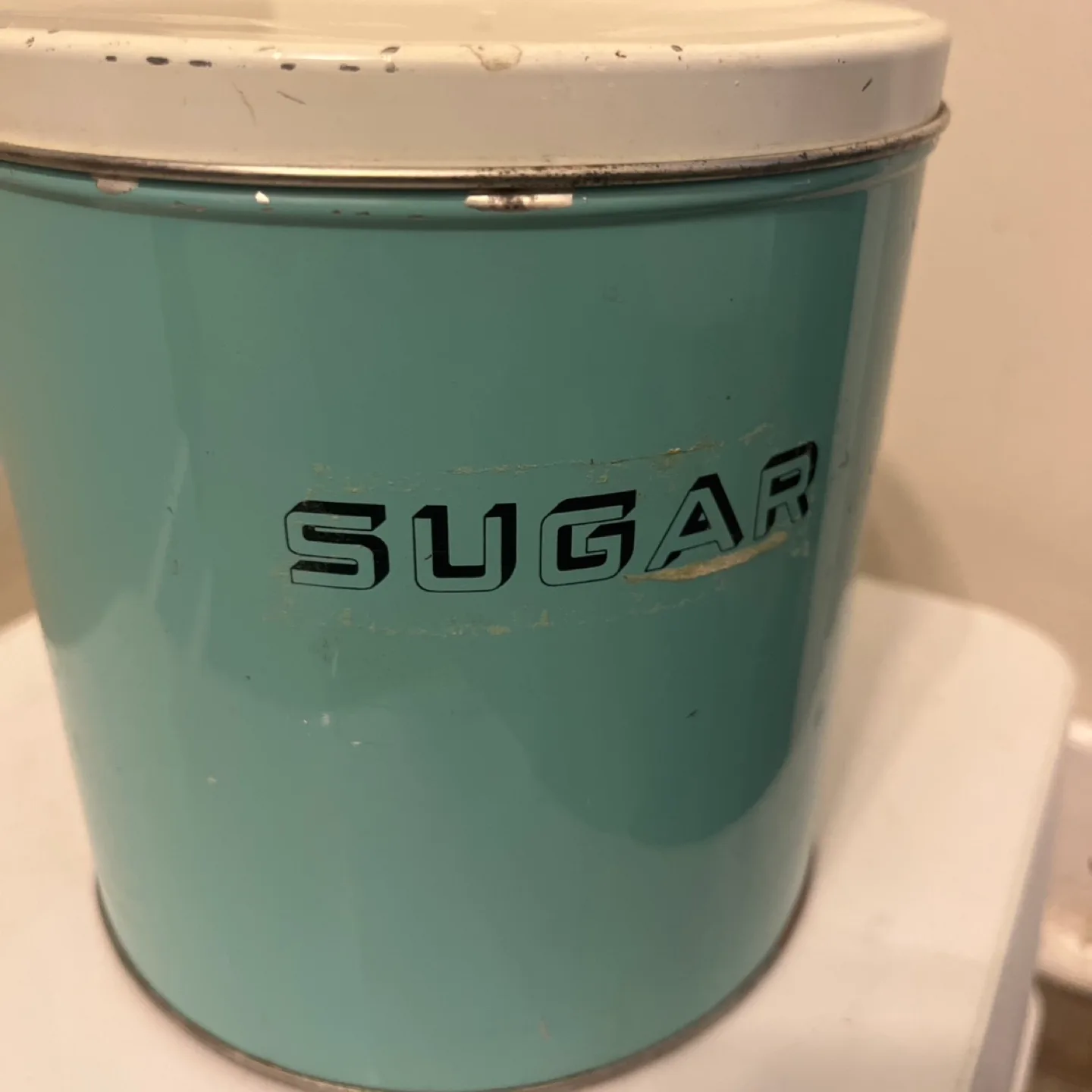 Vintage Teal Sugar Tin image indicator(6)