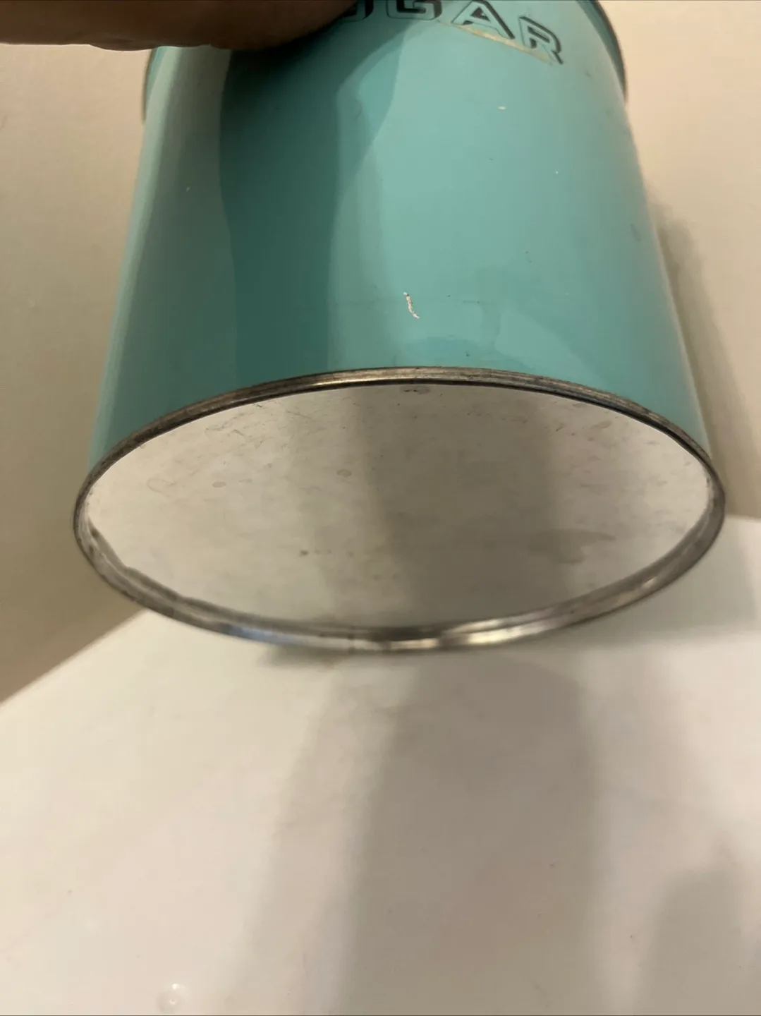 Vintage Teal Sugar Tin image indicator(8)