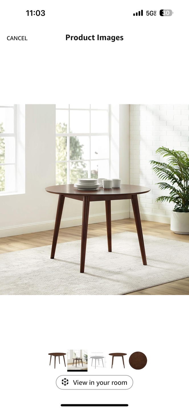 Mid-Century Modern Round Wood Dining Table