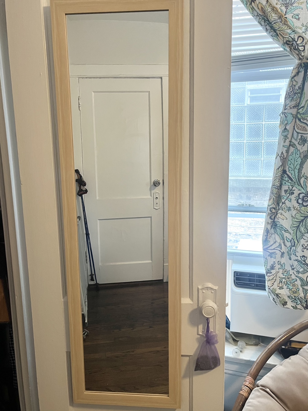 Full Length Mirror with Light Wood Frame