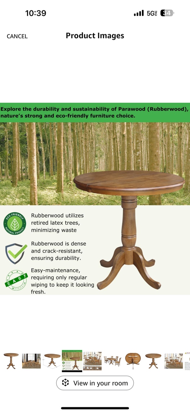 Round Wooden Dining Table extendable No chair - photo 4