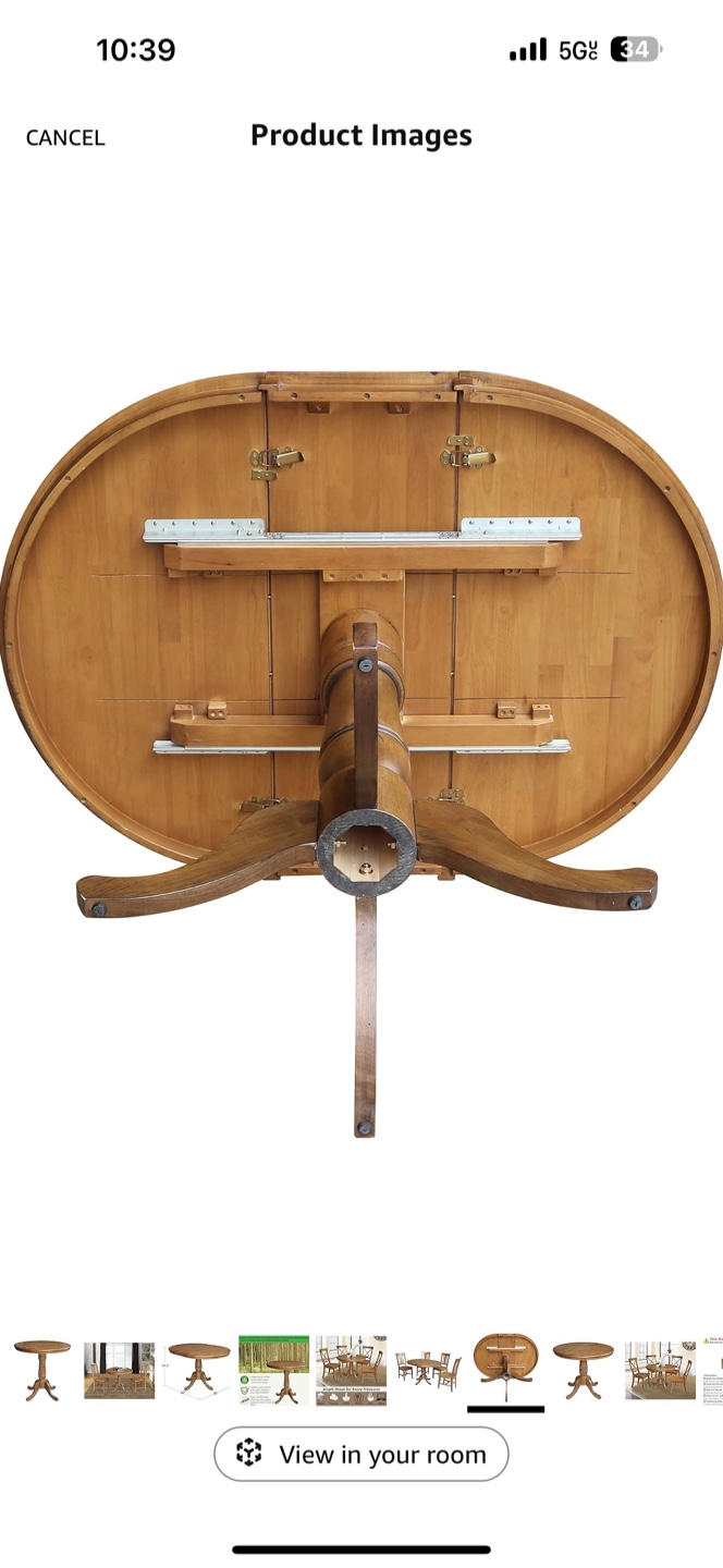 Round Wooden Dining Table extendable No chair - photo 5