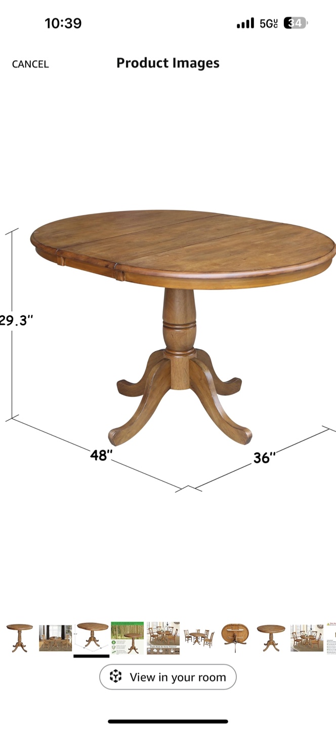 Round Wooden Dining Table extendable No chair - photo 2
