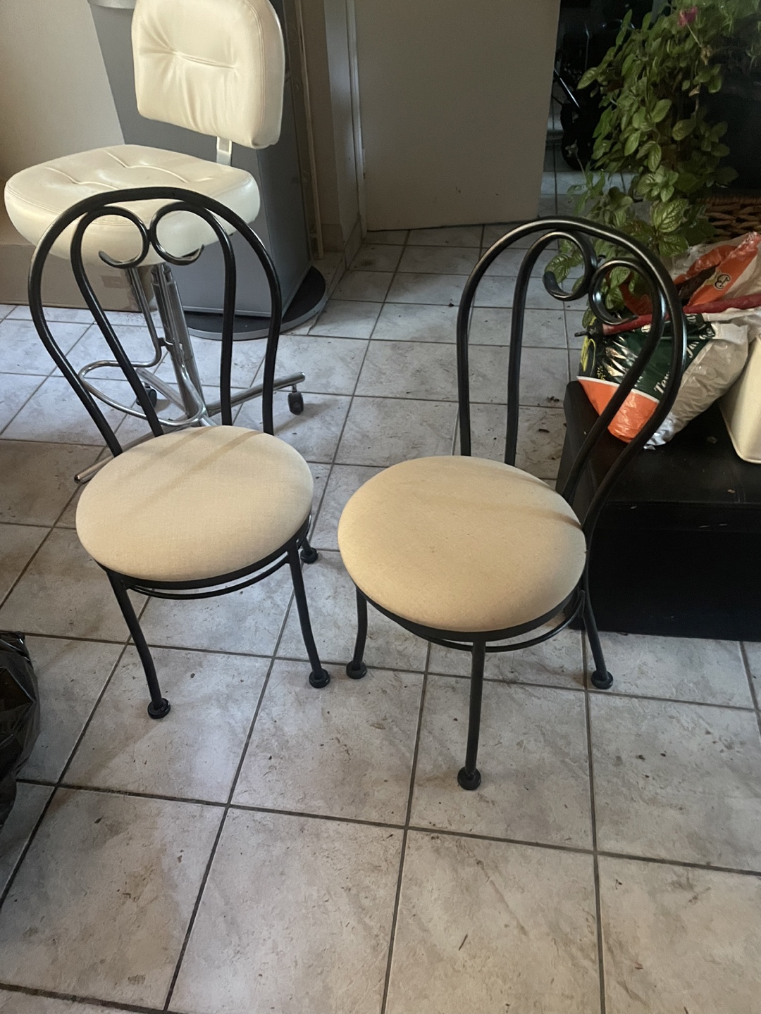 Pair of Metal Frame Accent Chairs