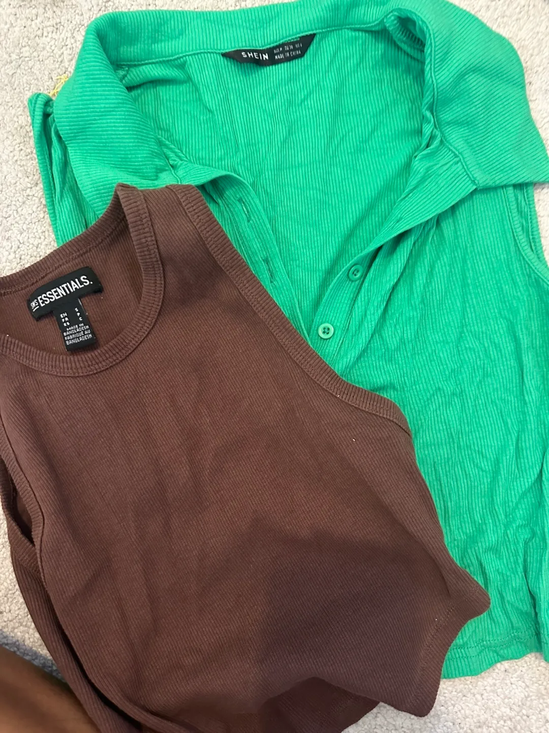 SHEIN Green Polo & Brown Tank Top Bundle🏒🏒🏒🏒 thumbnail