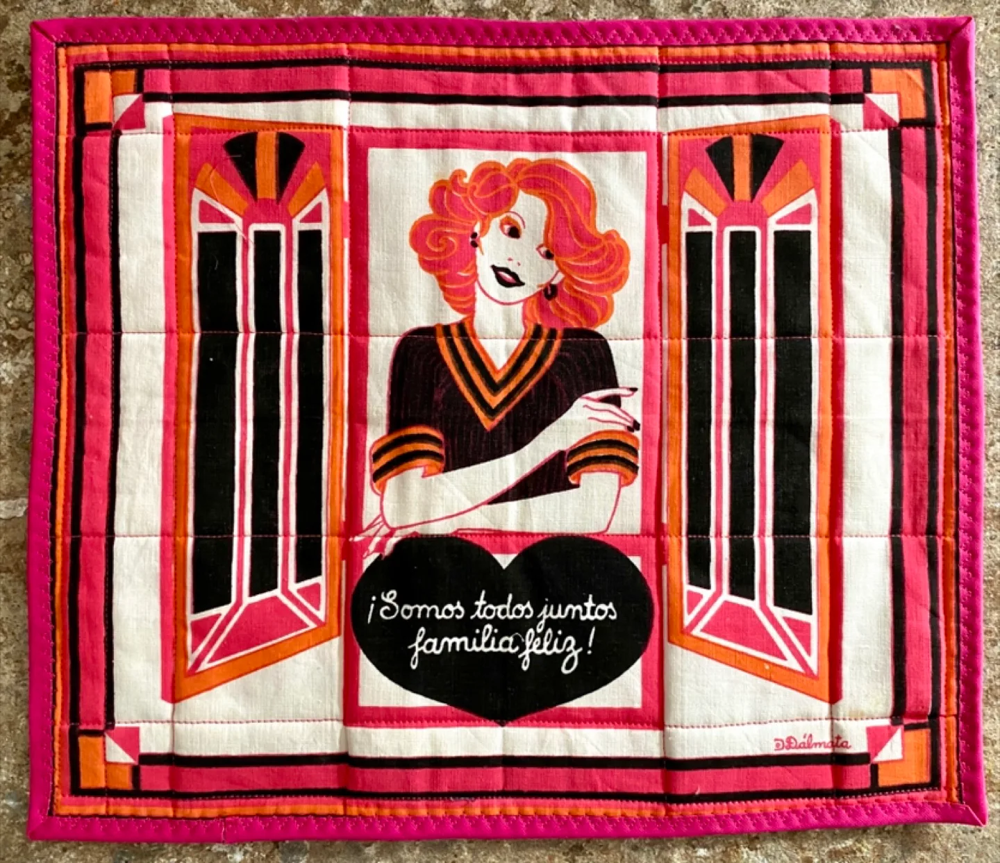 Handmade Quilted Snack Mat.  with Retro Design image indicator(2)