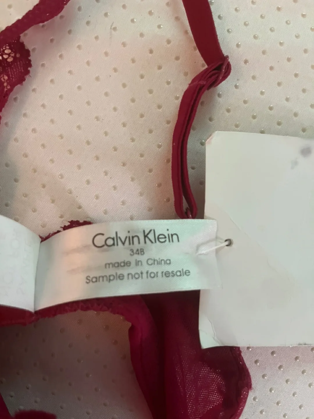 Calvin Klein Burgundy Lace Bra - Size 34B - Sample thumbnail