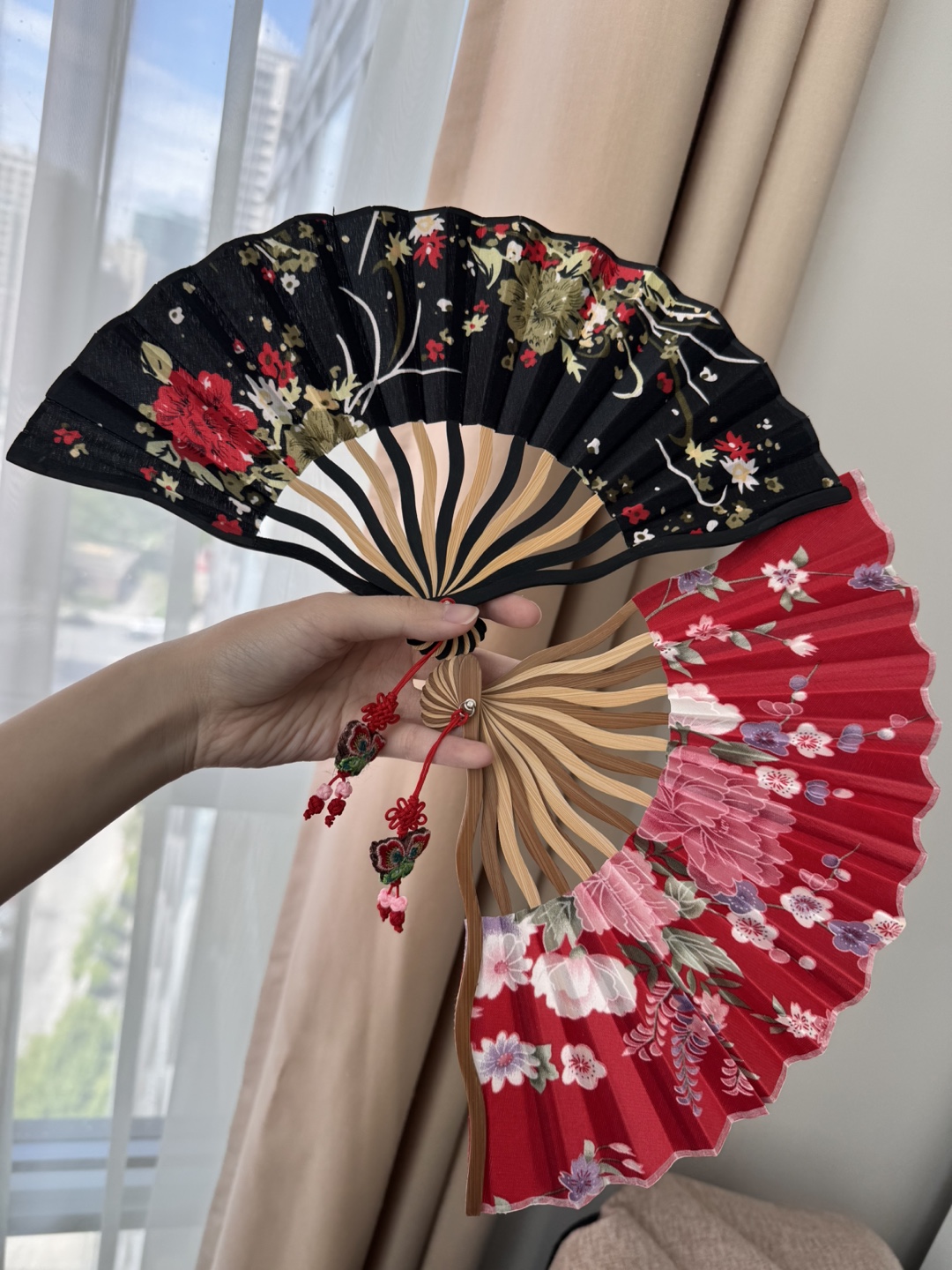 Pair of Floral Hand Fans