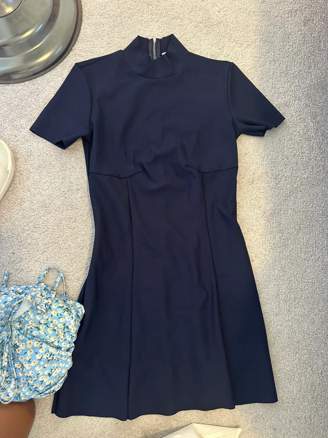 Navy Blue Mock Neck Mini Dress🏒🏒 thumbnail