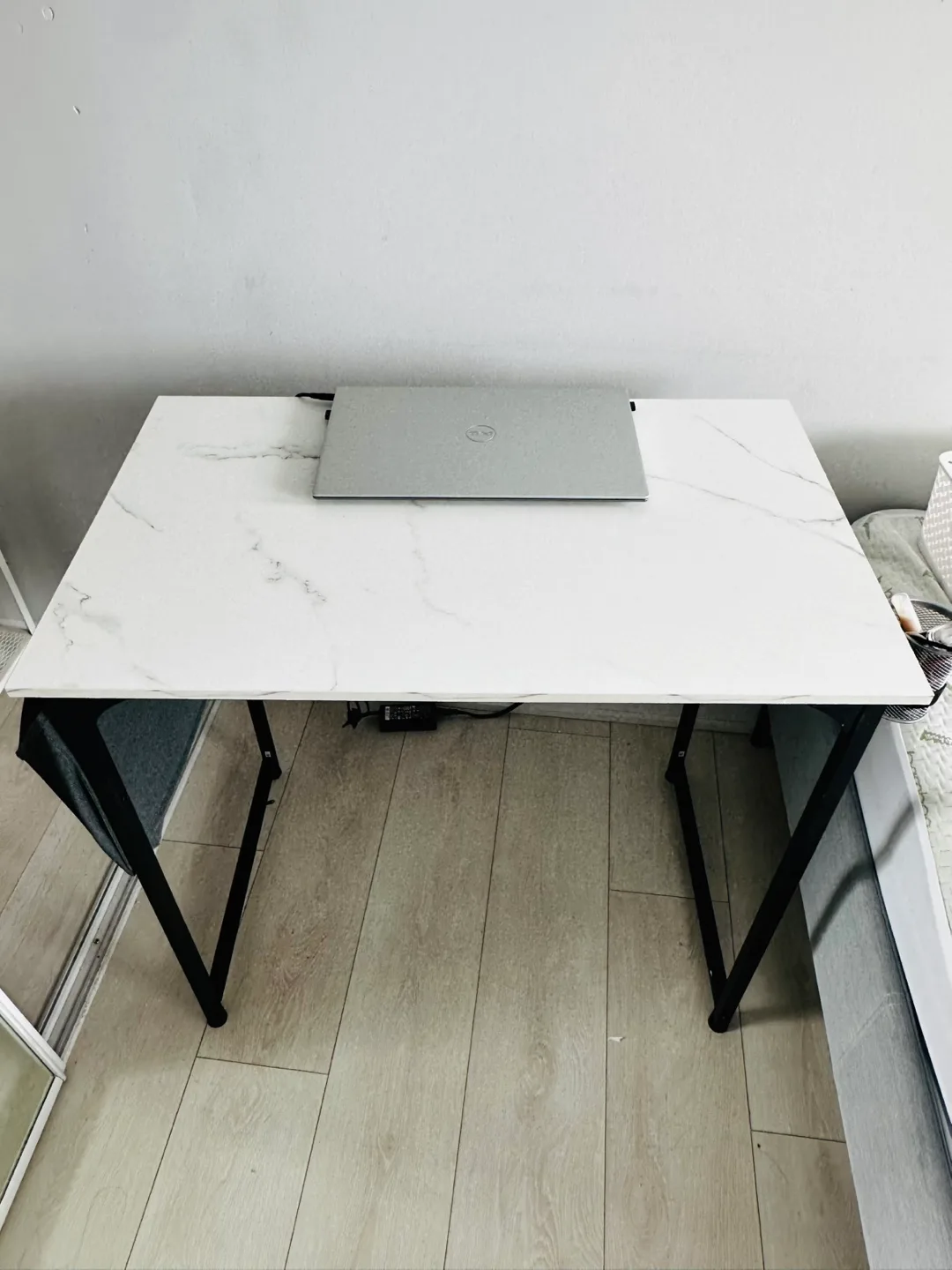 White Marble Computer Desk with Storage thumbnail